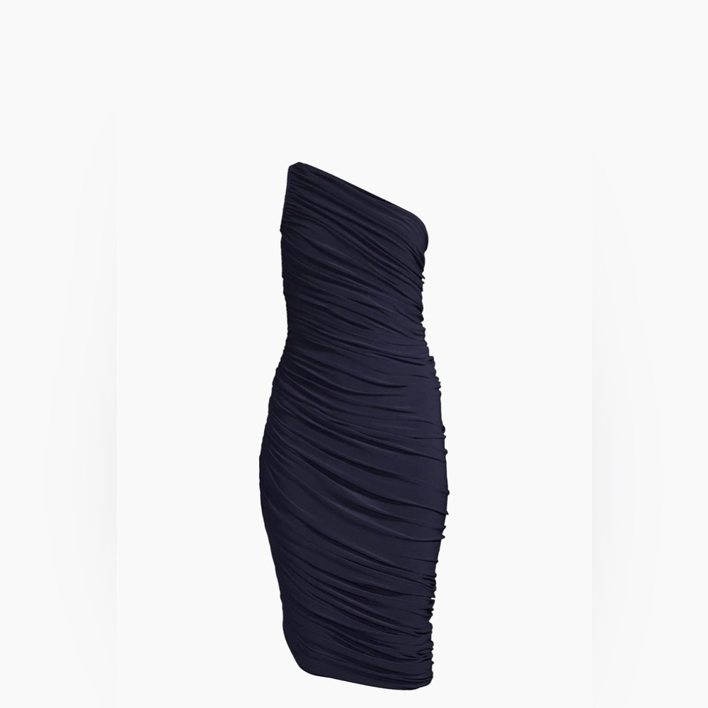 Norma Kamali Blue Asymmetrical Ruched Mermaid Dress